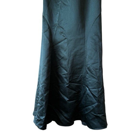 JJ’s House Emerald Green Beige Embroidered Satin Button Evening Gown Dress US 0 - Picture 6 of 15